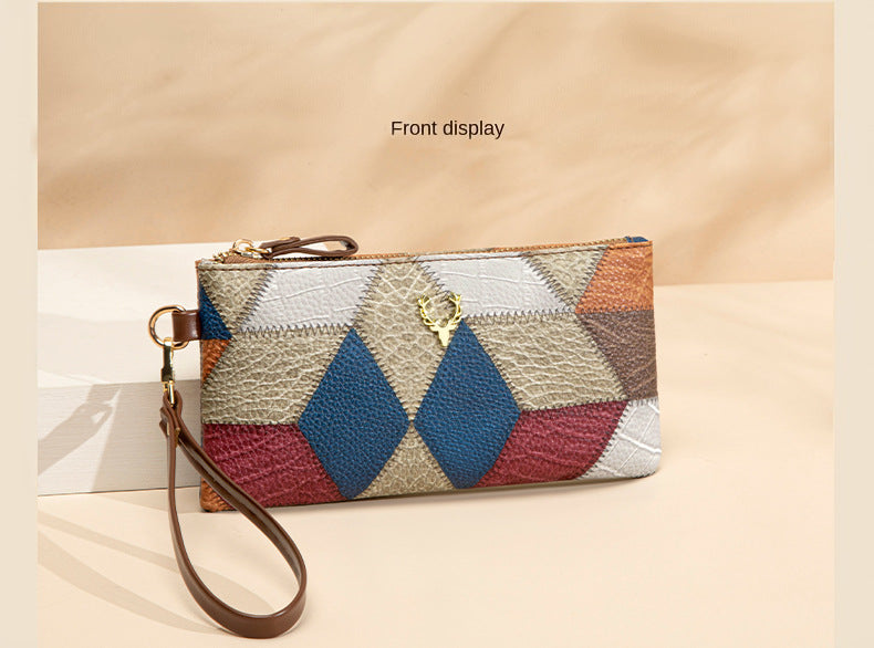 Small Square PU Clutch Bag with Color Contrast