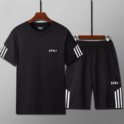 Men's Summer Fitness Sweat Suit with Quick-Drying T-Shirt and Shorts