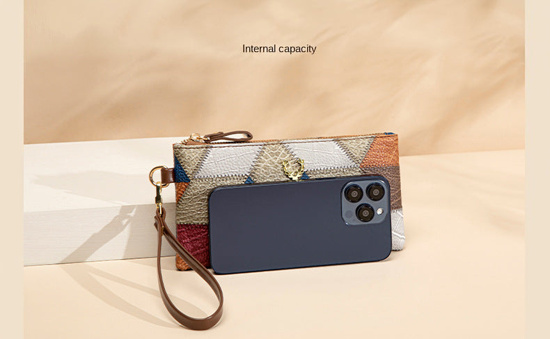 Small Square PU Clutch Bag with Color Contrast