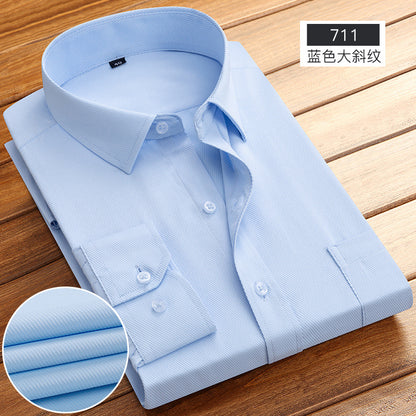 Striped Long-Sleeved Shirt for Men, Cotton Blend, Breathable