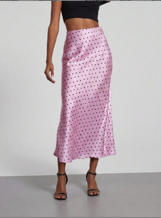 Elegant Satin Midi Skirt in Solid Colors