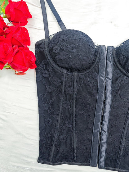 Women's Backless Lace Sling Dress in Milk Silk Black