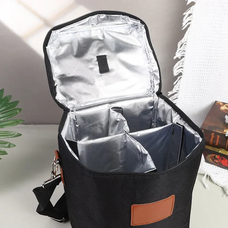 Red Wine Thermos Bag for 4 Bottles Outdoor Picnic