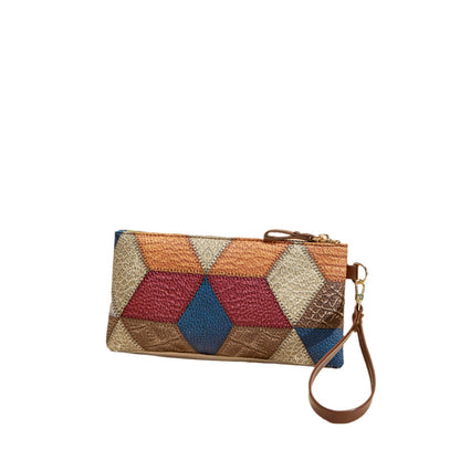 Small Square PU Clutch Bag with Color Contrast