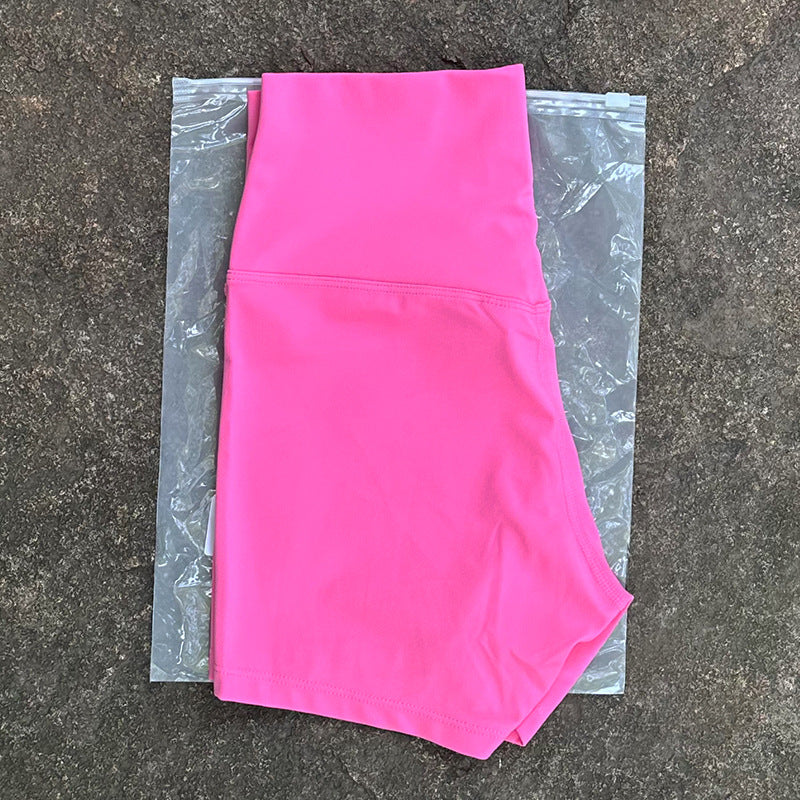 High-Waist Nylon Yoga Shorts in Peach