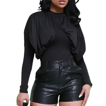 Women's PU Leather Cropped Pants in Black