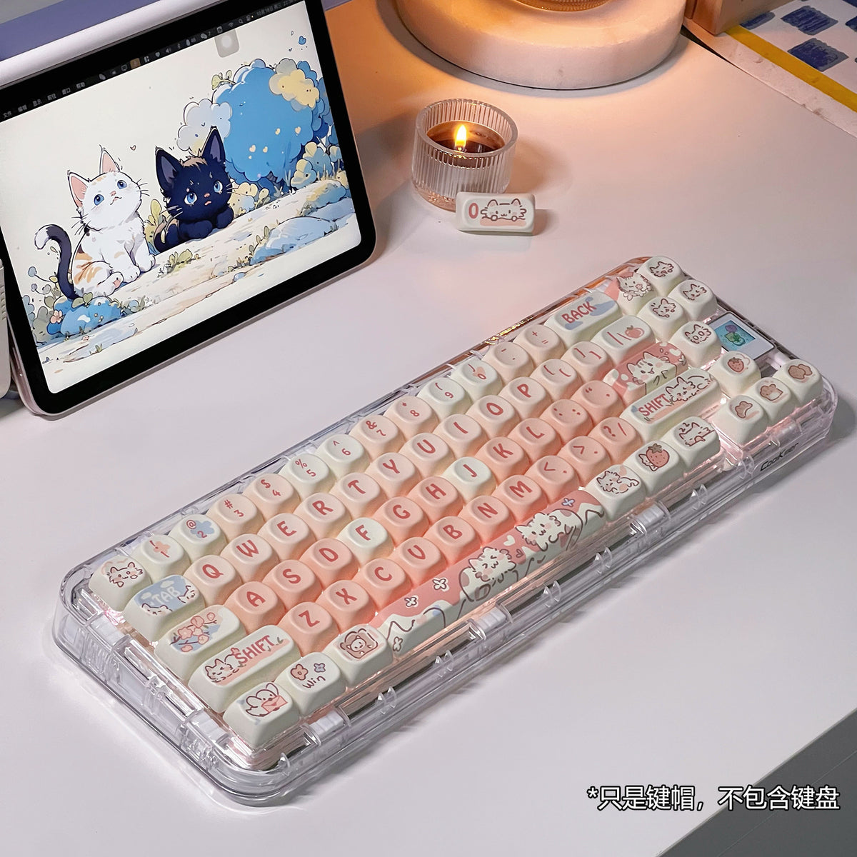 Strawberry Kitten Thermal Sublimation Key Cap Set