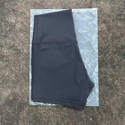 High-Waist Nylon Yoga Shorts in Peach