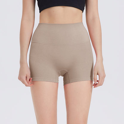 High-Waist Nylon Yoga Shorts in Peach