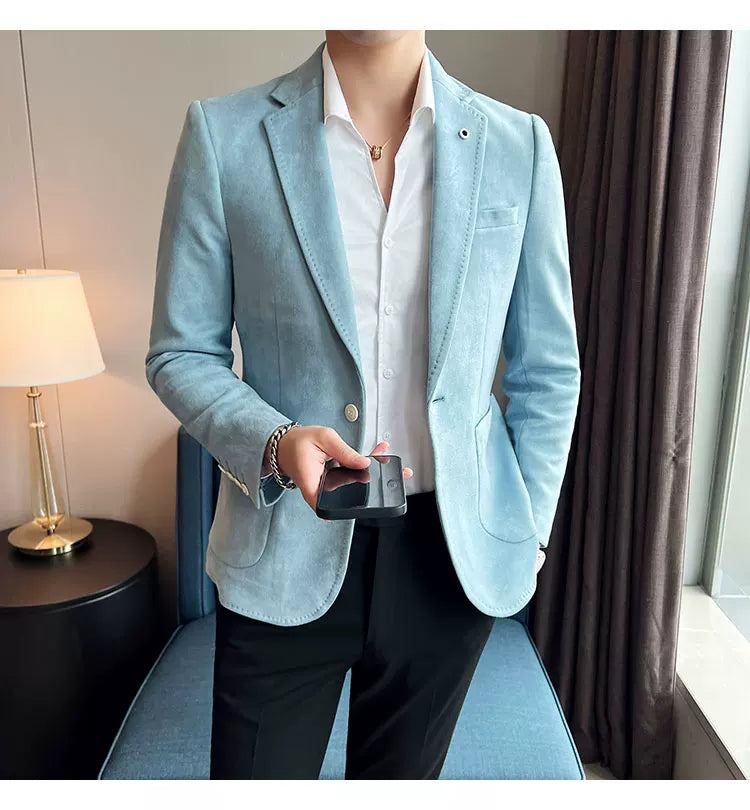 Men's Slim Fit Velvet Blazer Coat for Business and Weddings
