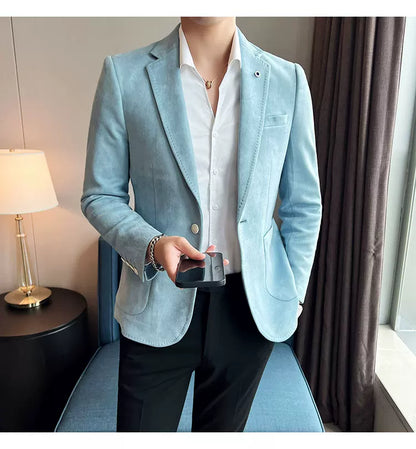 Men's Slim Fit Velvet Blazer Coat for Business and Weddings