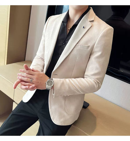 Men's Slim Fit Velvet Blazer Coat for Business and Weddings