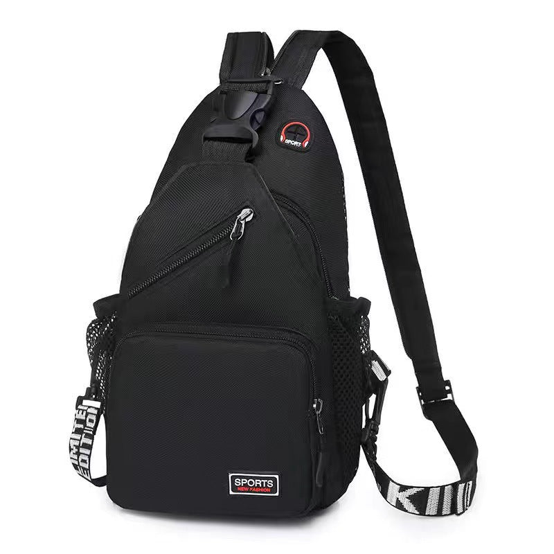 Women's Black Polyester Chest Bag with Anti-Splash Feature