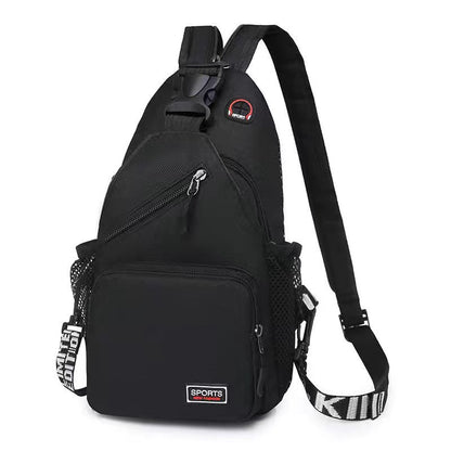 Women's Black Polyester Chest Bag with Anti-Splash Feature