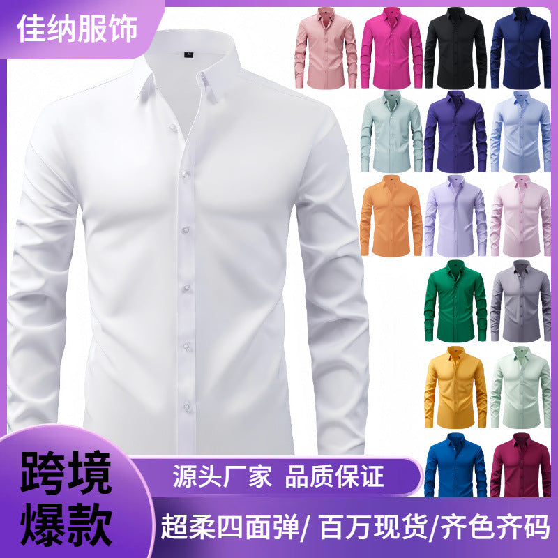 Lightweight Stretchy Plus-Size Men's Long-Sleeve Shirt