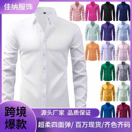 Lightweight Stretchy Plus-Size Men's Long-Sleeve Shirt