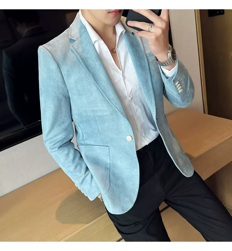Men's Slim Fit Velvet Blazer Coat for Business and Weddings