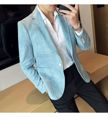 Men's Slim Fit Velvet Blazer Coat for Business and Weddings