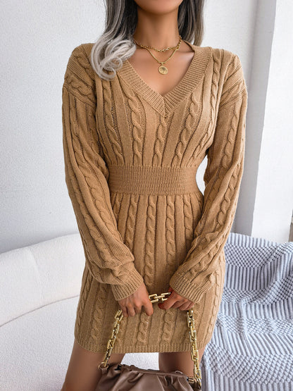 European and American Twist Waist Dress in Various Colors