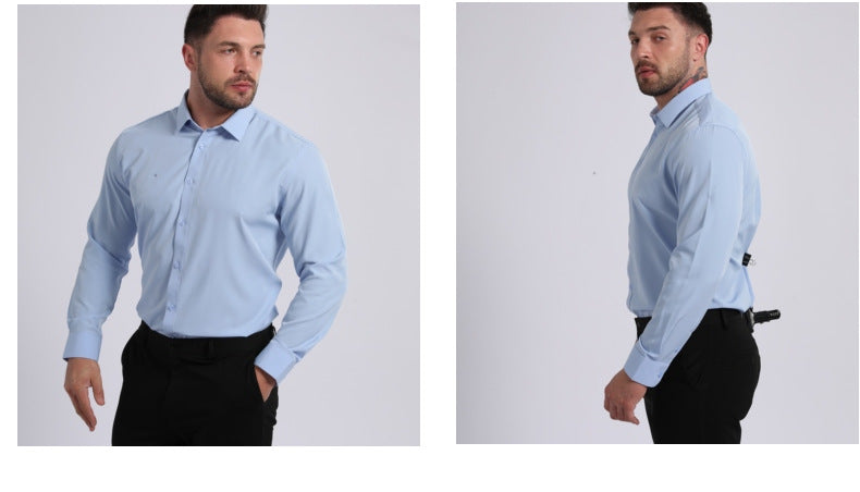 Lightweight Stretchy Plus-Size Men's Long-Sleeve Shirt