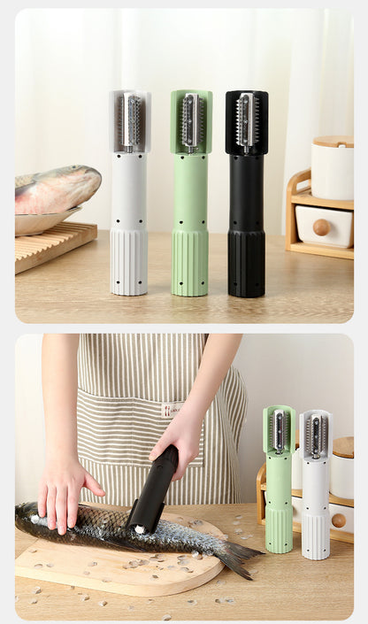 Wireless Stainless Steel Fish Scale Scraper Black