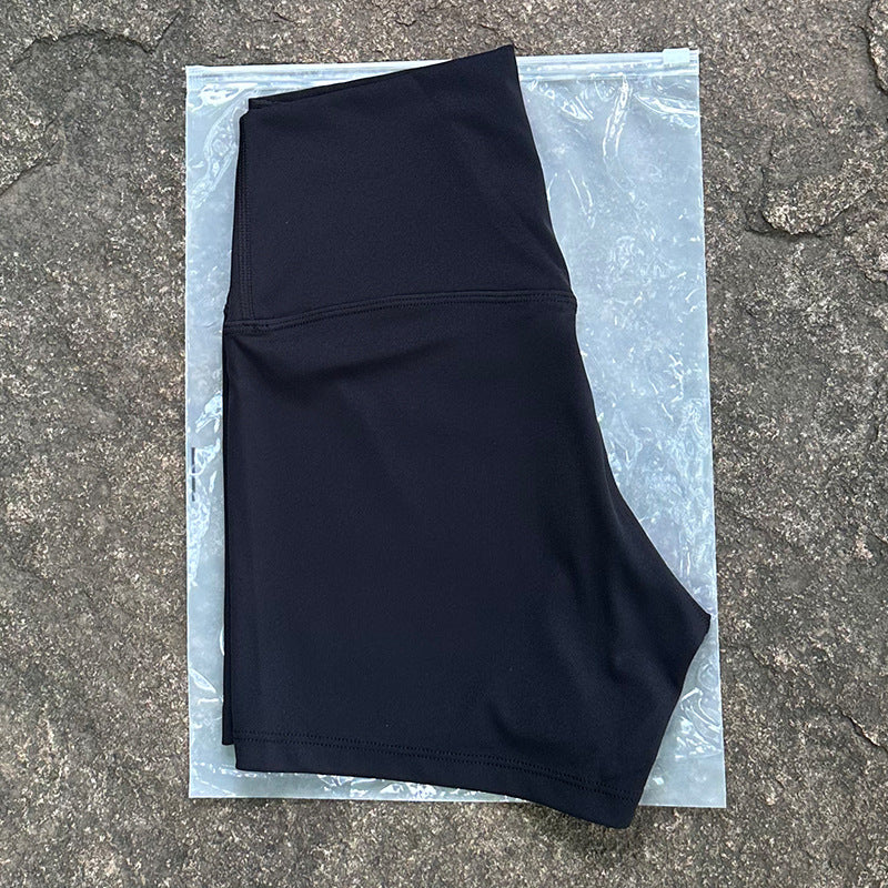 High-Waist Nylon Yoga Shorts in Peach