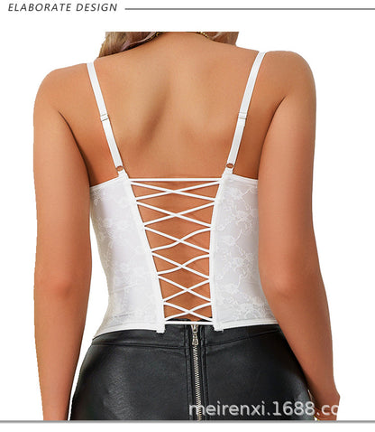 Women's Backless Lace Sling Dress in Milk Silk Black