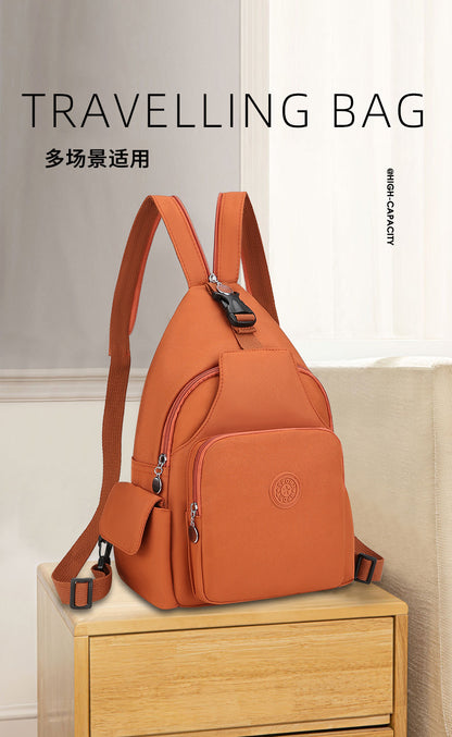 Women's Black Polyester Chest Bag with Anti-Splash Feature