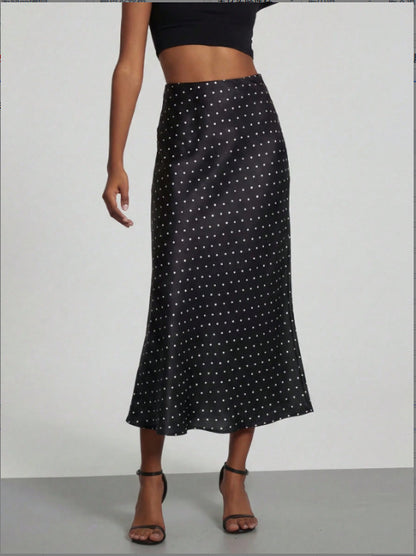 Elegant Satin Midi Skirt in Solid Colors