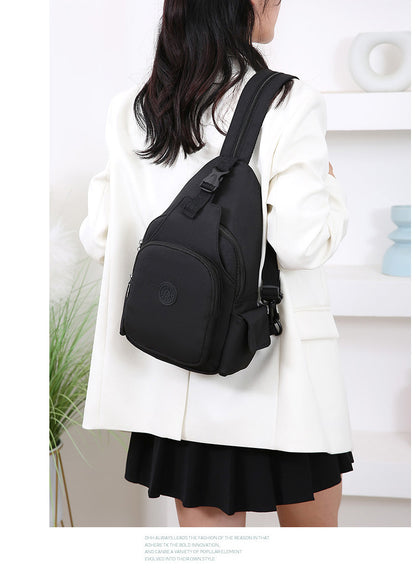 Women's Black Polyester Chest Bag with Anti-Splash Feature