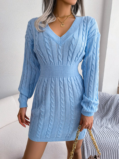 European and American Twist Waist Dress in Various Colors