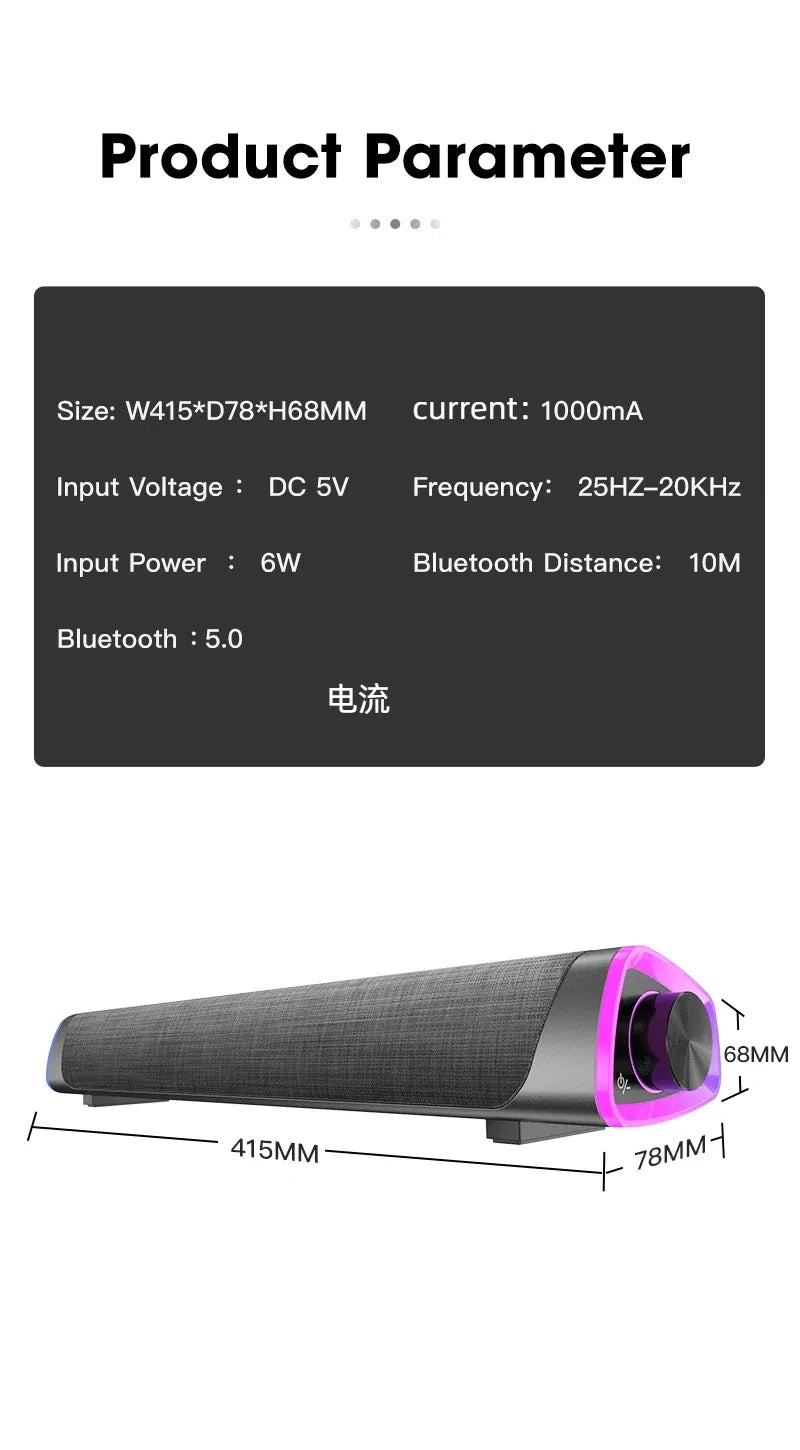 Bluetooth Computer Speaker Bar with Subwoofer