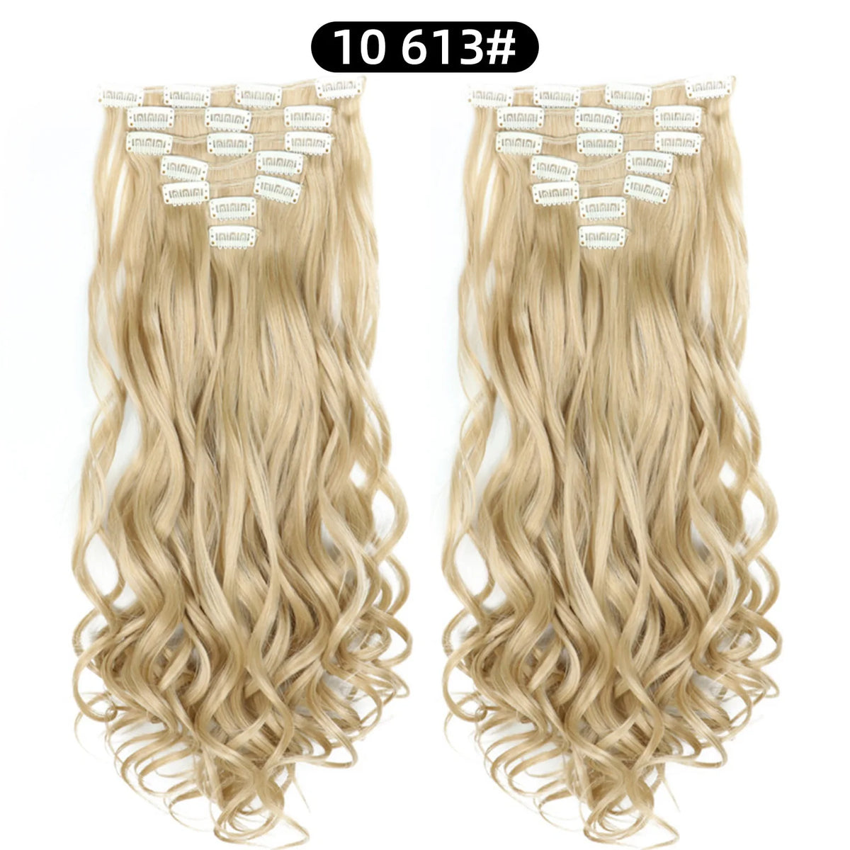 22 Inch Curly Wavy Clip In Hair Extensions Synthetic