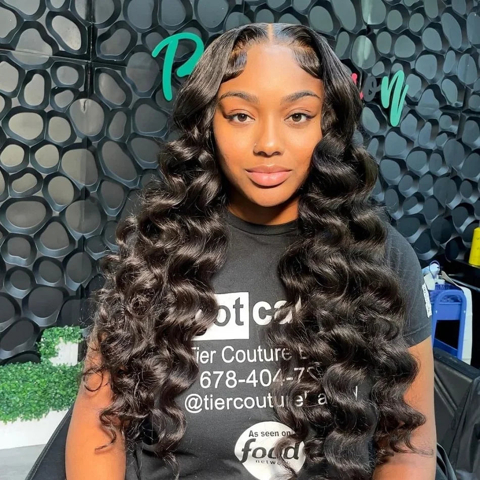Loose Deep Wave Lace Frontal Wig 30 40 Inch Human Hair