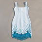 Women Sleeveless Bandage Dress with Beading and Tassels