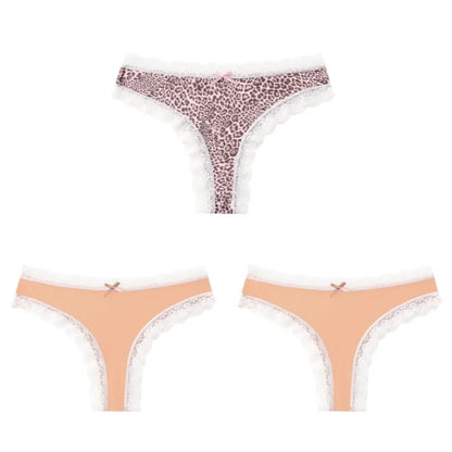 BZEL Women Lace Thong Panties Low-Waist G-String Leopard