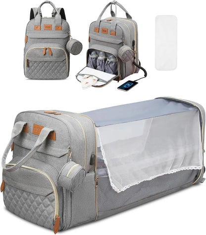 3 In 1 Waterproof Diaper Bag Backpack with USB Charge