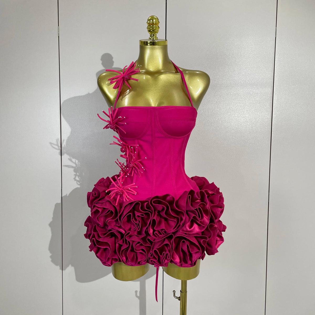 Sexy Halter Two Piece Bandage Gown in Red Black