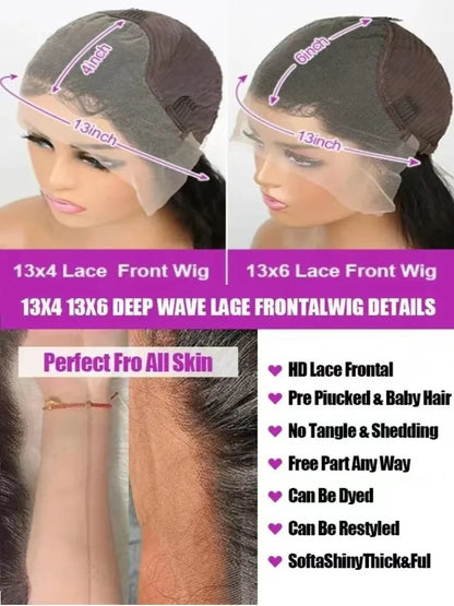 13x4 HD Loose Deep Wave Lace Front Wig Natural Black