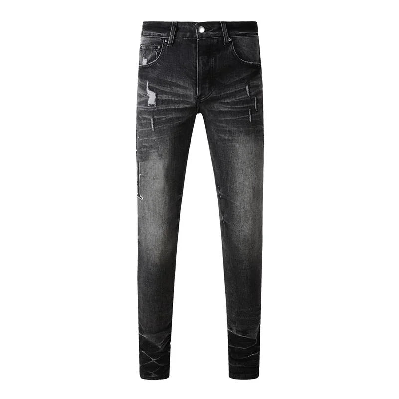 Men's Retro Wash Low Rise Elastic Skinny Denim Jeans