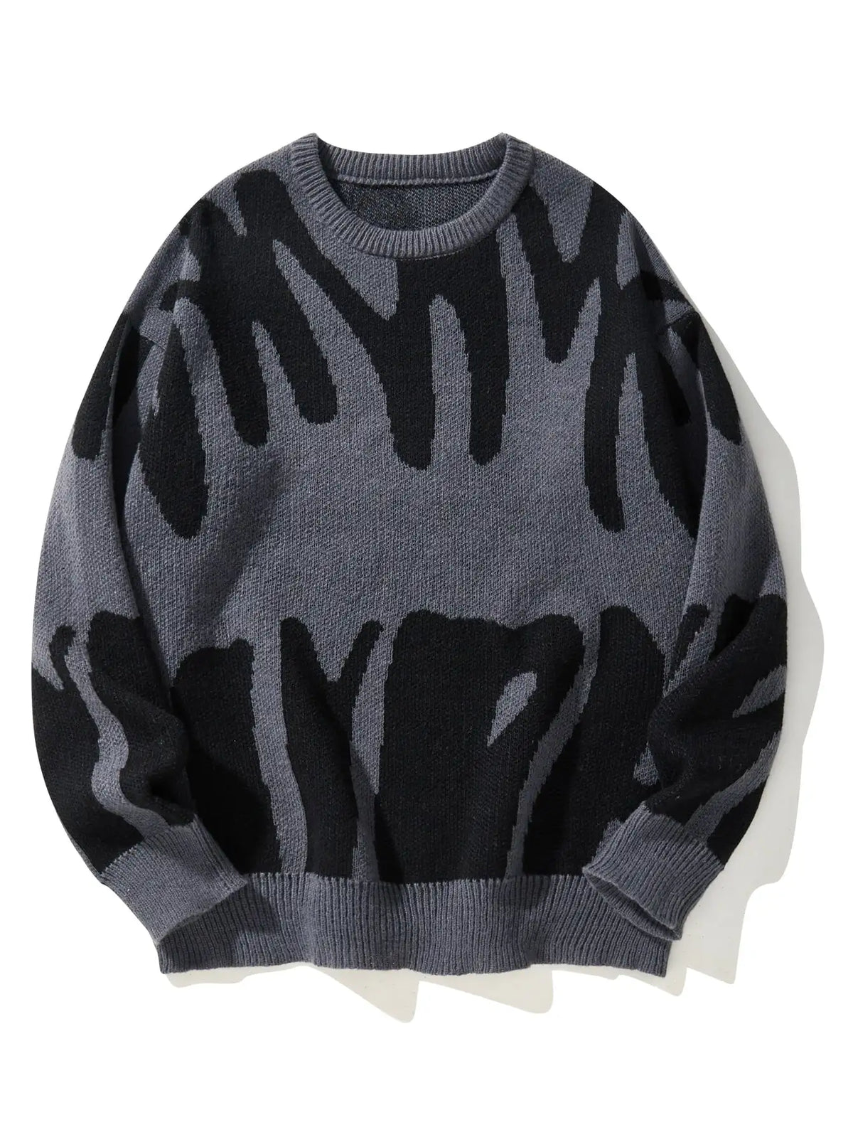 Irregular Jacquard Pattern Pullover Sweater Men Casual