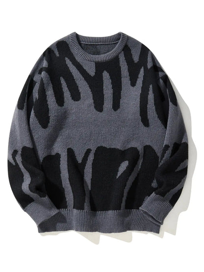 Irregular Jacquard Pattern Pullover Sweater Men Casual