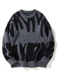 Irregular Jacquard Pattern Pullover Sweater Men Casual