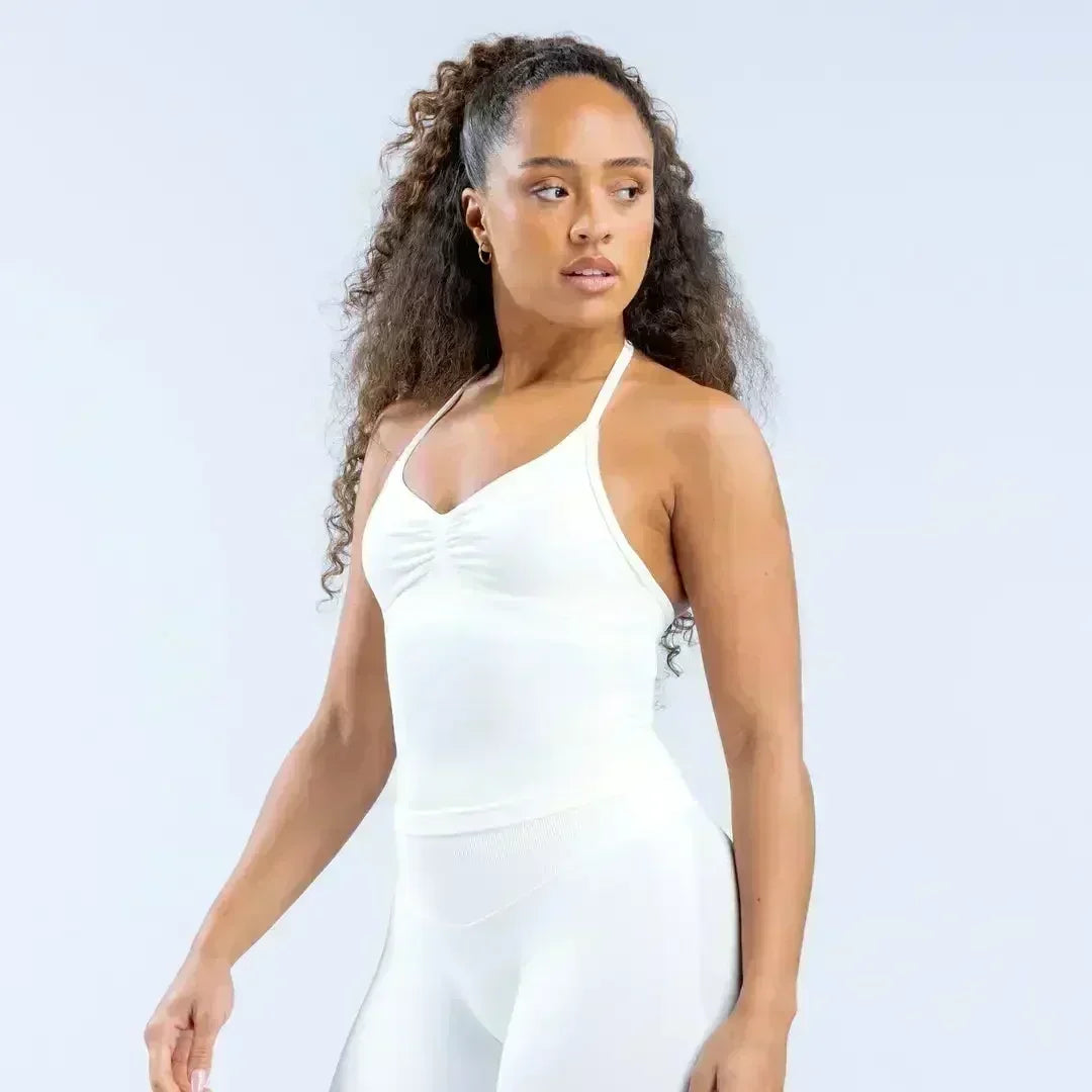 Seamless Lace-Up Bra and Shorts Yoga Set for Women