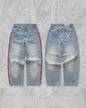 Y2K High Waist Baggy Jeans with Pink Heart Embroidery