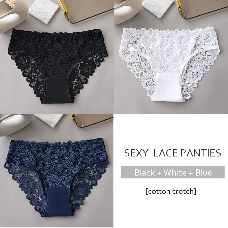 3PCS Set Floral Lace Briefs Women Underwear