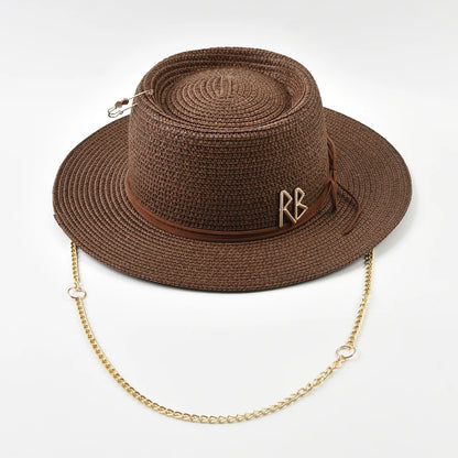 Elegant Straw Sun Hat for Women with Ribbon Decoration