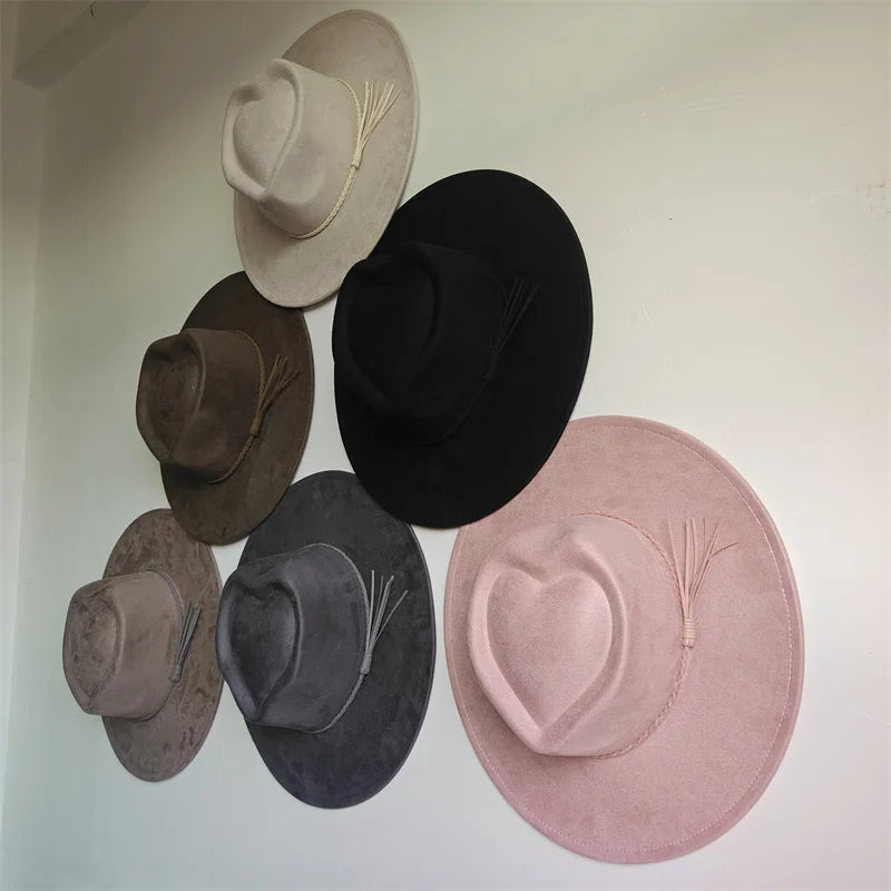 Dark Turquoise Suede Fedora Hat for Men and Women