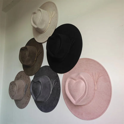 Dark Turquoise Suede Fedora Hat for Men and Women