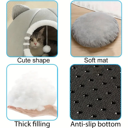 Deep Sleeping Cat Bed Cave Nest Plush Soft Mat